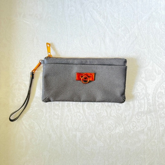 Love & Lore wristlet clutch grey with copper fastener, grey vegan leather - Picture 1 of 8